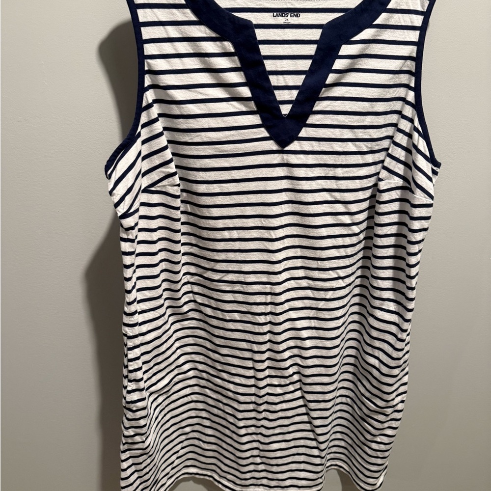 Lands' End Classic Navy and White Striped Tank